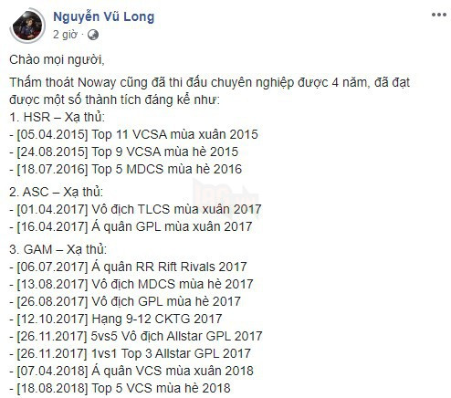 LMHT: Noway từ giã đấu trường chuyên nghiệp, trở thành thành viên của Lớp Thầy Ba