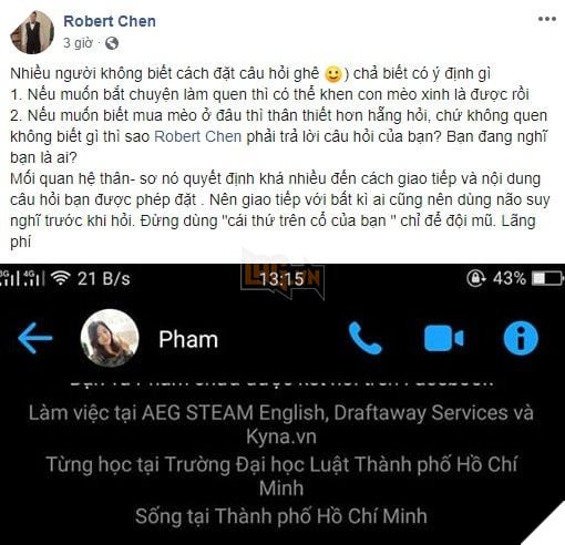  
Cận cảnh dòng trạng thái gây tranh cãi của người này.