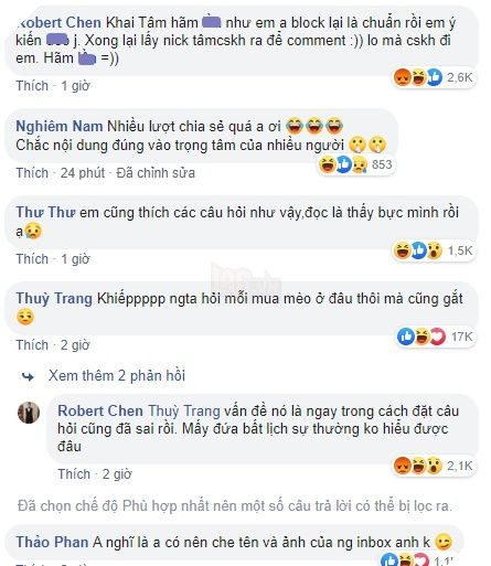  
Rất nhiều bình luận dưới bài viết của Robert Chen.