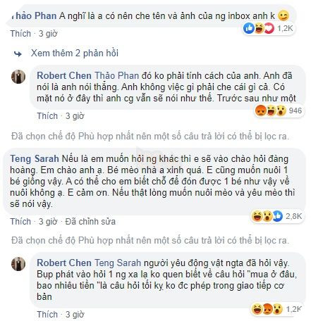  
Robert Chen đôi co với dân mạng.