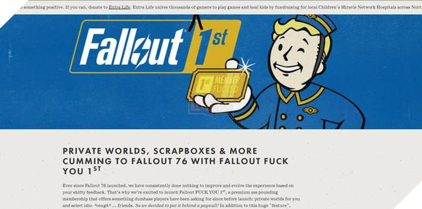 Đáp trả Bethesda, người hâm mộ Fallout mua luôn tên miền Fallout First