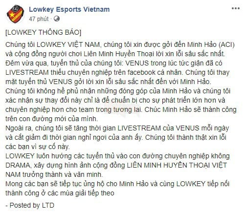 LMHT: Ban quản lý Lowkey lên tiếng xin lỗi HLV Minh Hảo, Venus tuyên bố chấm dứt mọi chuyện - Ảnh 3.