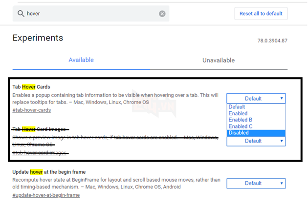 Hướng dẫn: Cách tắt tính năng hiển thị nội dung trên tab của bản cập nhật Google Chrome 78 4