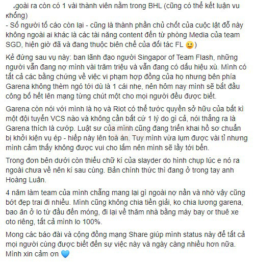 LMHT - Ông chủ SGD cũ tố cáo Stark cố tình phá game tại VCS, BLĐ Team Flash gian dối, quỵt tiền hàng trăm triệu - Ảnh 3.