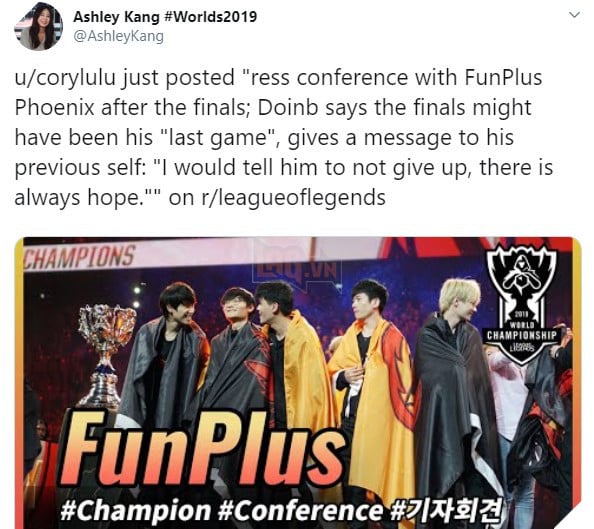 LMHT: FPX Doinb quyết định giải nghệ, về chăm sóc cho vợ sau khi Vô địch CKTG 2019