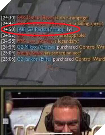 LMHT: Dù trong thế thua nhưng Perkz vẫn nổi máu trẻ trâu , gạ solo Yasuo 1vs1 với FPX