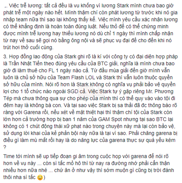 LMHT: Ông chủ SGD tiếp tục lên tiếng về Stark, tiện tay công kích BTC VCS yếu kém về năng lực 3