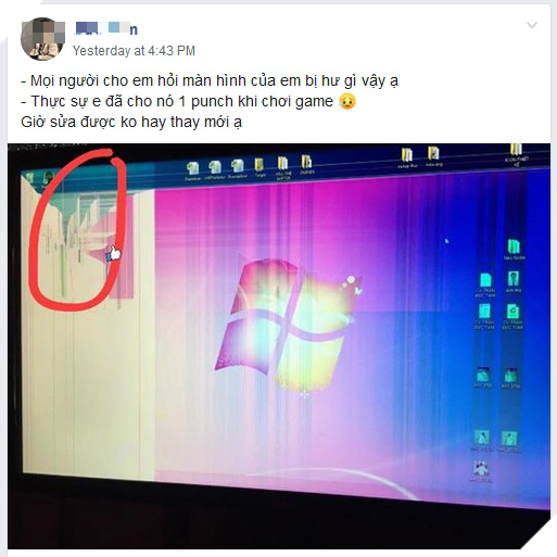 Đắng lòng game thủ đấm vỡ màn hình xong đăng đàn hỏi hư gì để sửa 