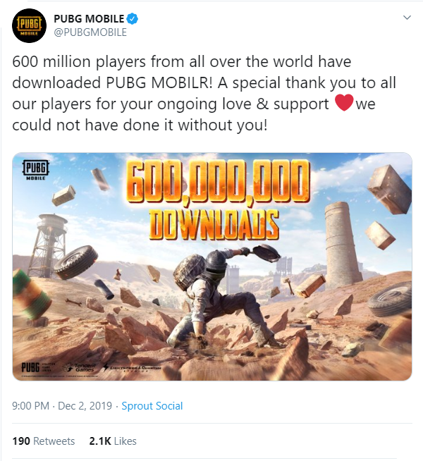 PUBG Mobile đạt 600 triệu lượt tải về