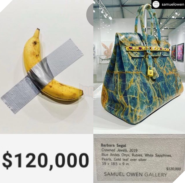 samuelowen Barbara Segal Crowned Jewels, 2019 Blue Andes Onyx, Rubies. White Sapphires, Pearls, Gold teaf over silver 19 x 18.5 x 9 in. $120,000 $120,000 SAMUEL OWEN GALLERY Art Basel: Basel Bag Handbag Yellow Product Fashion accessory