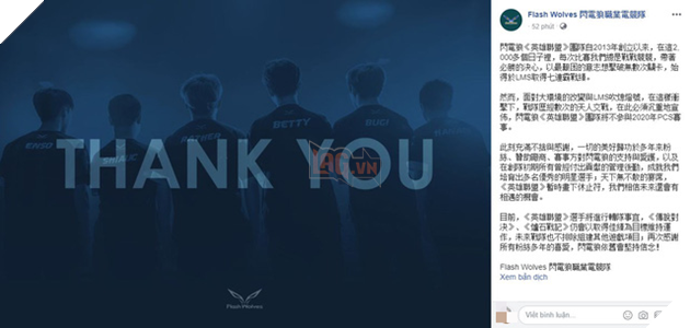 LMHT: Flash Wolves tuyên bố tan rã, chính thức vắng bóng trong mùa giải 2020