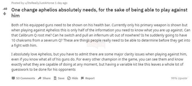 Mới ra mắt vài tuần, game thủ đã đòi nâng cấp hiển thị của Aphelios vì quá thiếu thông tin - Ảnh 3.