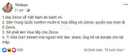 LMHT: Tinikun đính chính rằng Zeros đã được đội tuyển LPL mời kí hợp đồng, còn đi hay ở là do Zeros 3