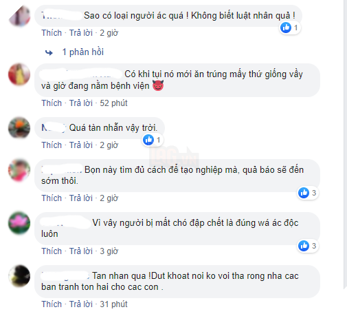  
Hầu như tất cả các comment để lại đều lên án hành vi của tụi chăn dắt chó.