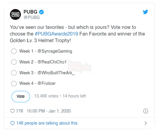 Người chiến thắng PUBG Awards 2019 sẽ nhận được danh hiệu Mũ bảo hiểm vàng  3