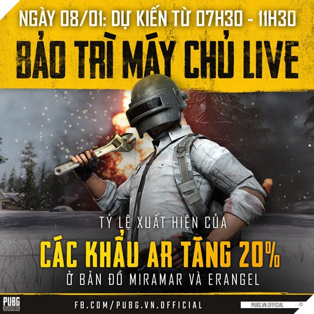 PUBG PC: Chi tiết lịch bảo trì ngày 08/01/2020