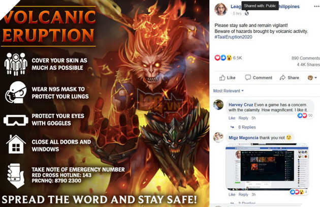 LMHT tặng skin Ngộ Không Dung Nham cho game thủ nhằm cảnh báo núi lửa tại Philippines 3