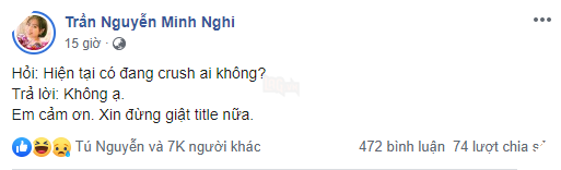 Minh Nghi khẳng định chưa có người thương, Bomman ngay lập tức đăng ảnh... thất tình - Ảnh 2.