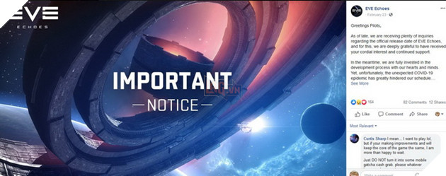 Siêu phẩm mobile EVE Echoes lại tiếp tục bị hoãn ra mắt do dịch Corona 2