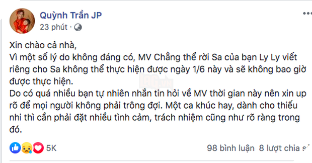 Giữa ồn ào Châu Đăng Khoa, Quỳnh Trần JP tuyên bố dừng hợp tác với LyLy trong MV Chẳng Thể Rời Sa: Nhạc thiếu nhi cần đặt nhiều trách nhiệm và rõ ràng? - Ảnh 1.
