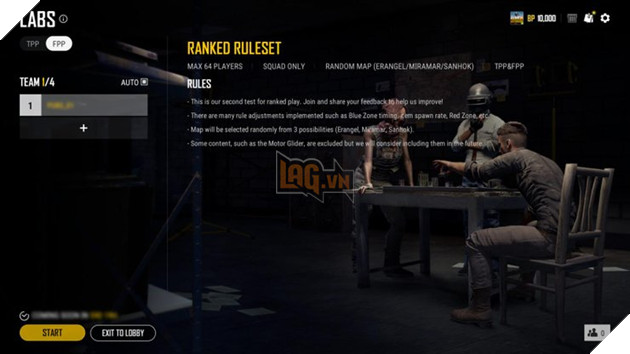 PUBG đang thử nghiêm Quy tắc xếp hạng mới cùng nhiều tính năng trên PUBG Labs 2