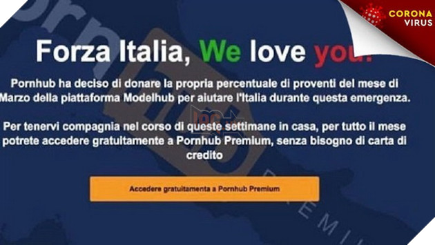 Pornhub chung tay phòng chống dịch Corona bằng cách tặng miễn phí Premium cả tháng cho Ý 2