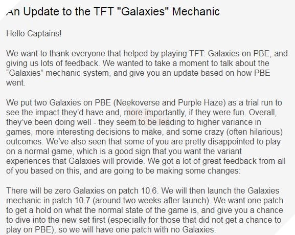 Riot Games bất ngờ dời thời điểm ra mắt Đấu Trường Chân Lý: Vô Hạn Thiên Hà khiến không ít game thủ hụt hẫng 2