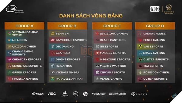 Arena of Masters 2020: PUBG Tournament chính thức lộ diện 32 đội thi đấu