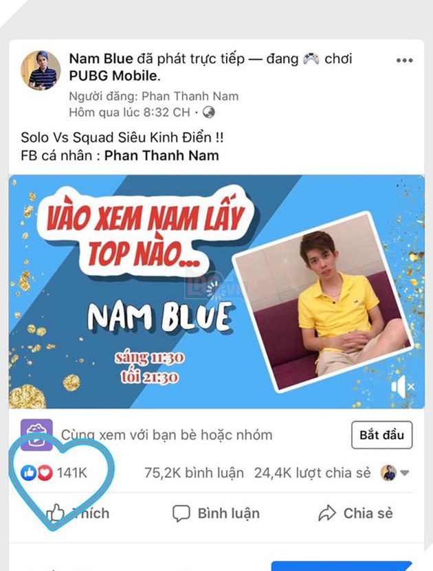 Streamer Nam Blue lập kỉ lục mới, 141.000 thả like cho một buổi stream - Ảnh 2.