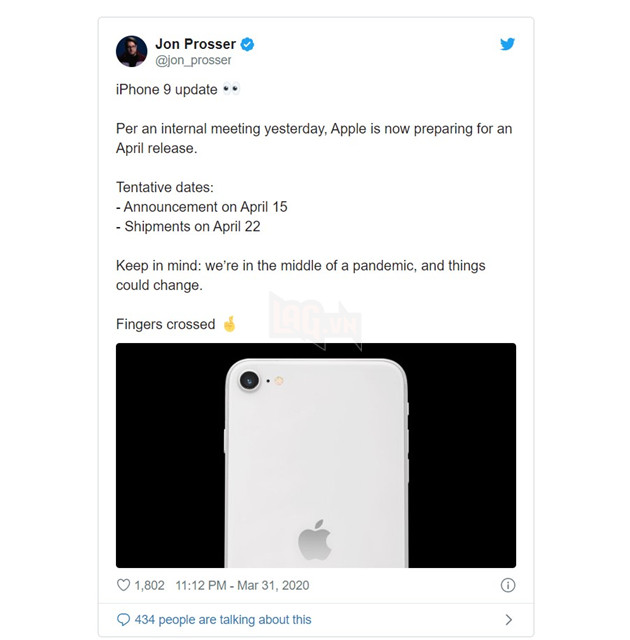 iPhone 9 có thể sẽ ra mắt giữa 15/4 và sẽ lên kệ vào 22/4 tới