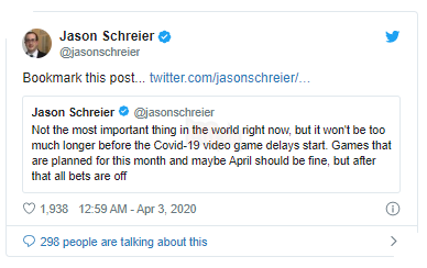 Đại dịch Covid-19 có thể khiến phần còn lại của năm 2020 không có sự xuất hiện của game mới