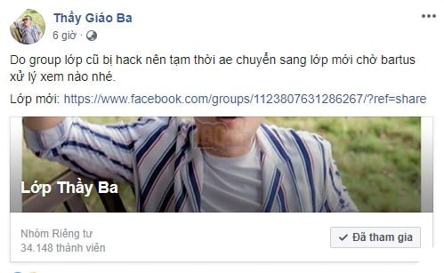 LMHT: Chẳng ai nhọ như Thầy Ba, vừa mất Facebook, bị trộm viếng rồi giờ group Lớp Thấy Ba cũng bị hack mất 3