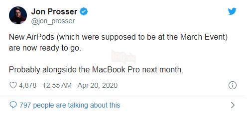 Tin đồn AirPods 2020 sẽ được ra mắt vào tháng 5 tới 2