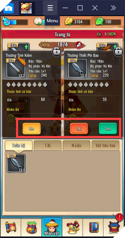 Hướng dẫn nâng cấp trang bị khi chơi Đại Hiệp Piu Piu Piu