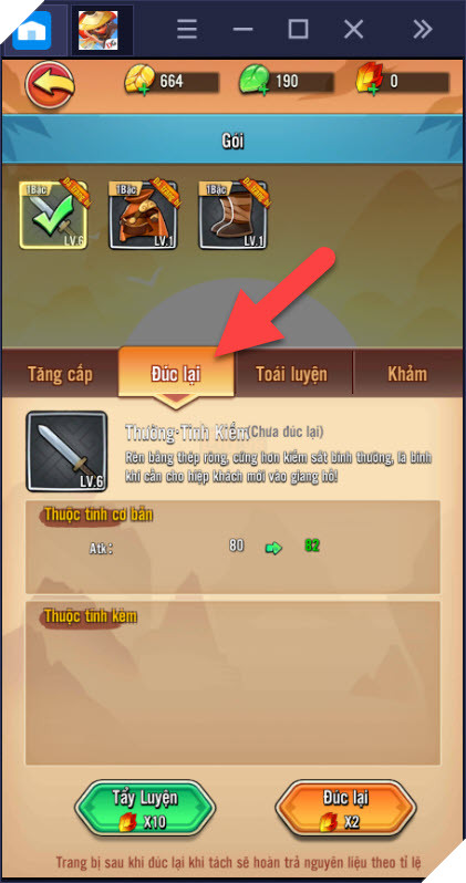 Hướng dẫn nâng cấp trang bị khi chơi Đại Hiệp Piu Piu Piu