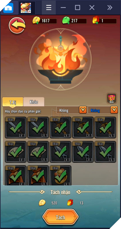 Hướng dẫn nâng cấp trang bị khi chơi Đại Hiệp Piu Piu Piu