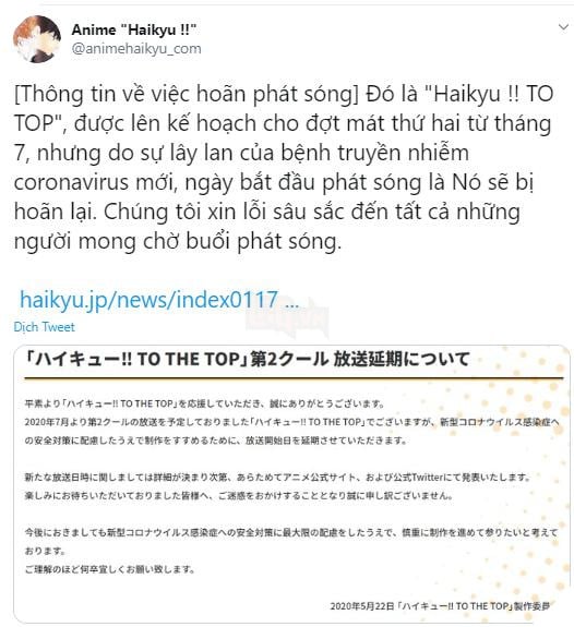 Tin buồn: Phần 2 của Haikyuu!! To The Top bị dời lịch vì dịch COVID-19 2