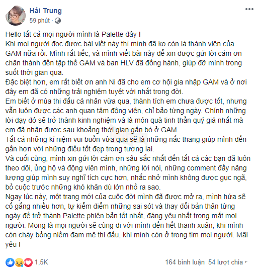 LMHT: Palette chính thức rời khỏi GAM Esports, liệu Dia1 có nối bước hay không? 2