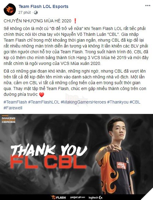 LMHT: Team Flash chính thức chia tay CBL, tin đồn Palette về với đội sắp trở thành hiện thực