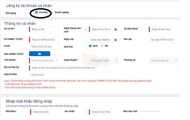 hướng dẫn đăng ký tài khoản CIC