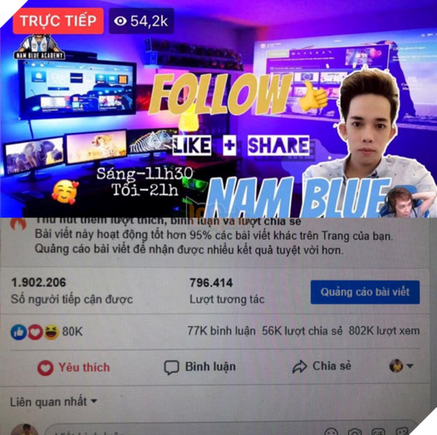 Nam Blue là ai?Tiểu sử streamer Facebook Gaming hàng đầu Việt Nam