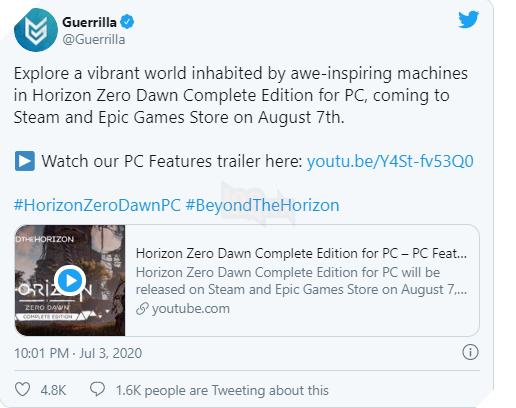 Horizon: Zero Dawn Phiên bản PC sẽ ra mắt vào ngày 7 tháng 8 năm nay