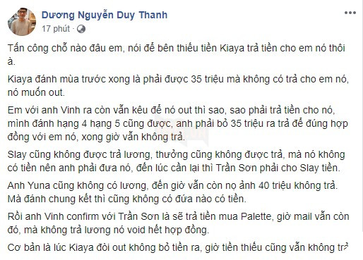 Tinikun chơi ván bài lật ngửa, tiết lộ không riêng Kiaya, cả HLV Yuna, Levi, Palette, Slay... đều bị GAM nợ lương, Dia1 cũng bị lừa - Ảnh 3.