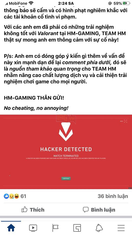 Cyber game Hà Nội bị Riot Games khóa IP và phần cứng vì một số khách hàng sử dụng hack Valorant 3