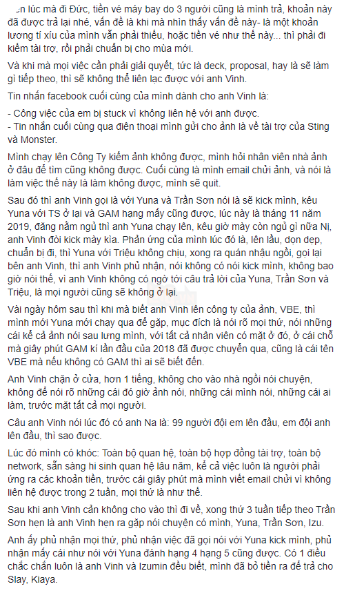 LMHT: Tinikun lại tiếp tục bóc phốt GAM Esports không chịu chi trả tiền lương cho Yuna nhưng vẫn đi Phú Quốc và mua xe hơi 8