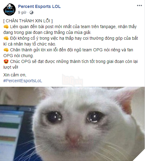 Quản lý Percent Esports lên tiếng xin lỗi Optimus sau bài đăng cà khịa chế tên OPG và các đội VCS - Ảnh 3.