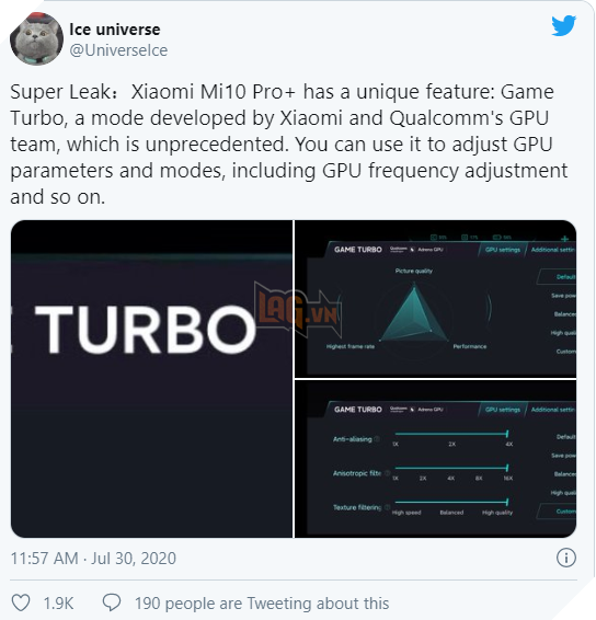 Xiaomi Mi 10 Pro + sẽ đi kèm với GPU tùy biến  3
