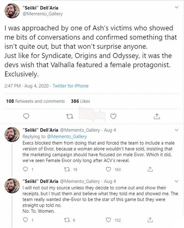 Một số nhà phát triển từng muốn Assassin's Creed Valhalla chỉ có một Eivor
