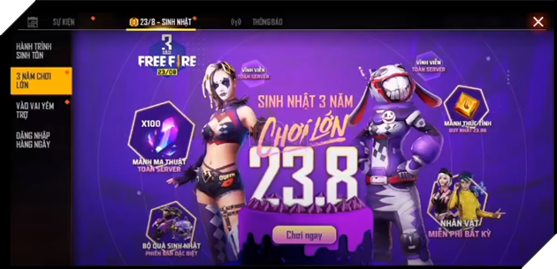Free Fire: Cách thức tham gia các sự kiện Sinh nhât 3 năm Free Fire 