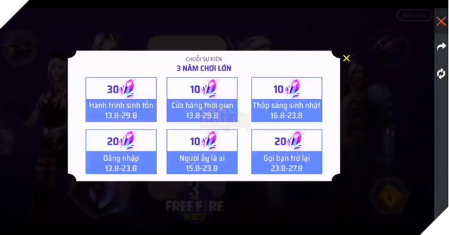 Free Fire: Cách thức tham gia các sự kiện Sinh nhât 3 năm Free Fire  5